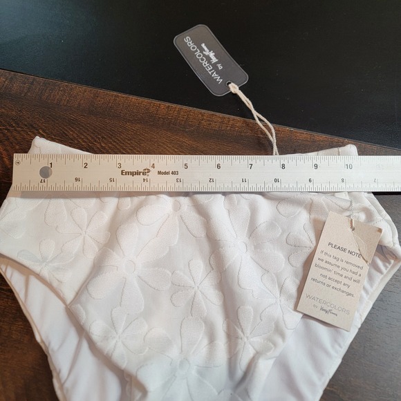 Kenny Flowers Watercolors Santorini White Swimsuit Bikini Bottoms Jacquard Small - Picture 9 of 10